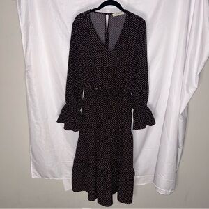 A Beautiful Soul Dress Maxi Black Geometric V Neck Long Sleeve Dress B